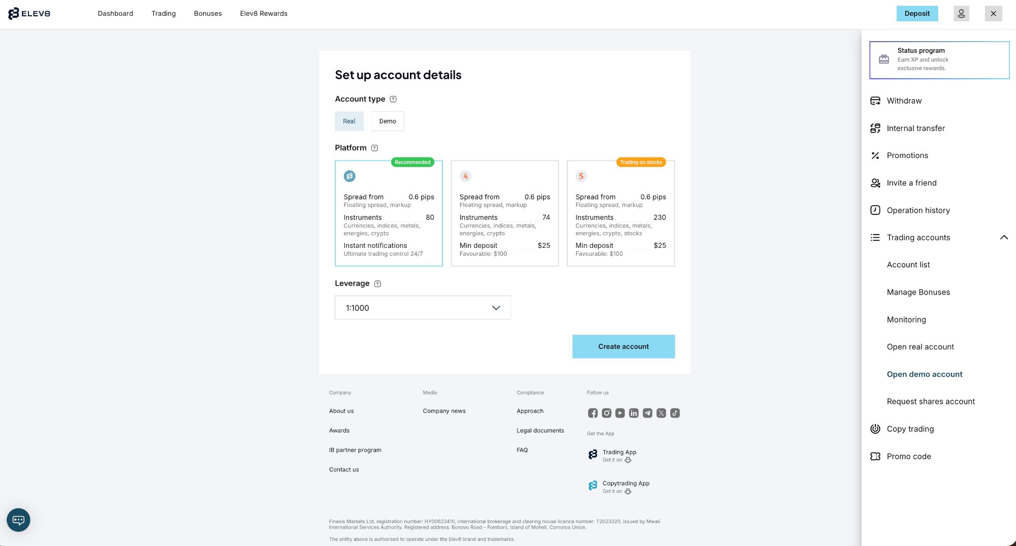 Demo Account Setup